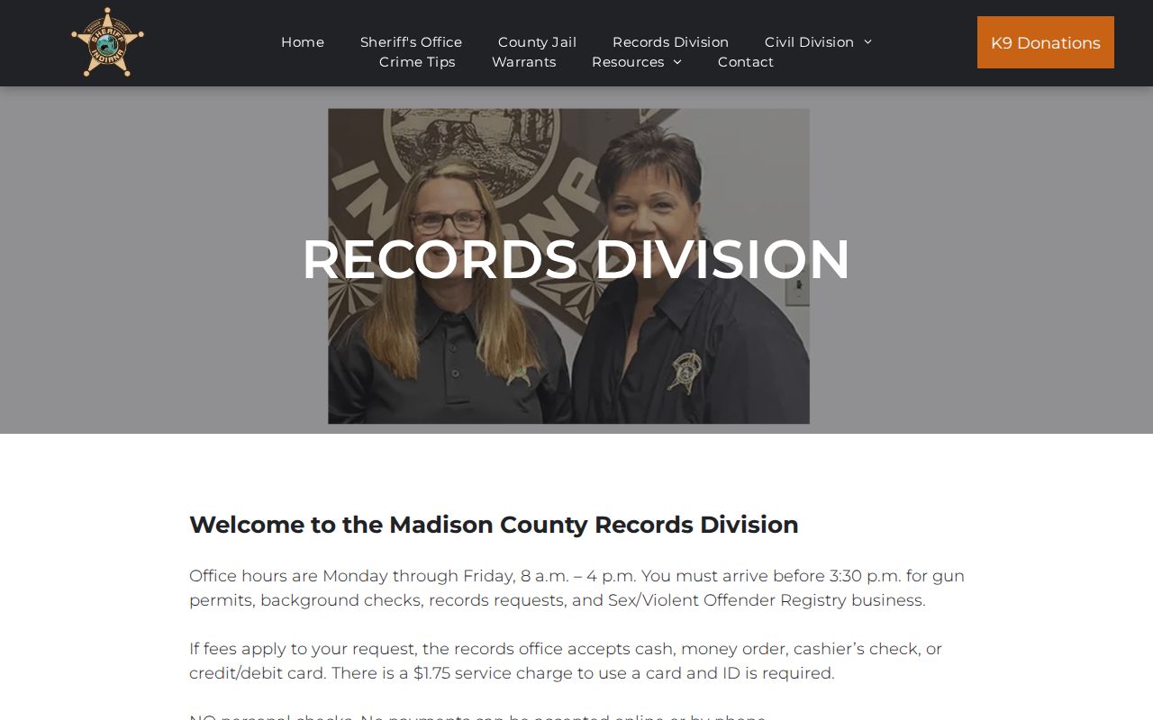 Madison County Sheriff Records Division request information